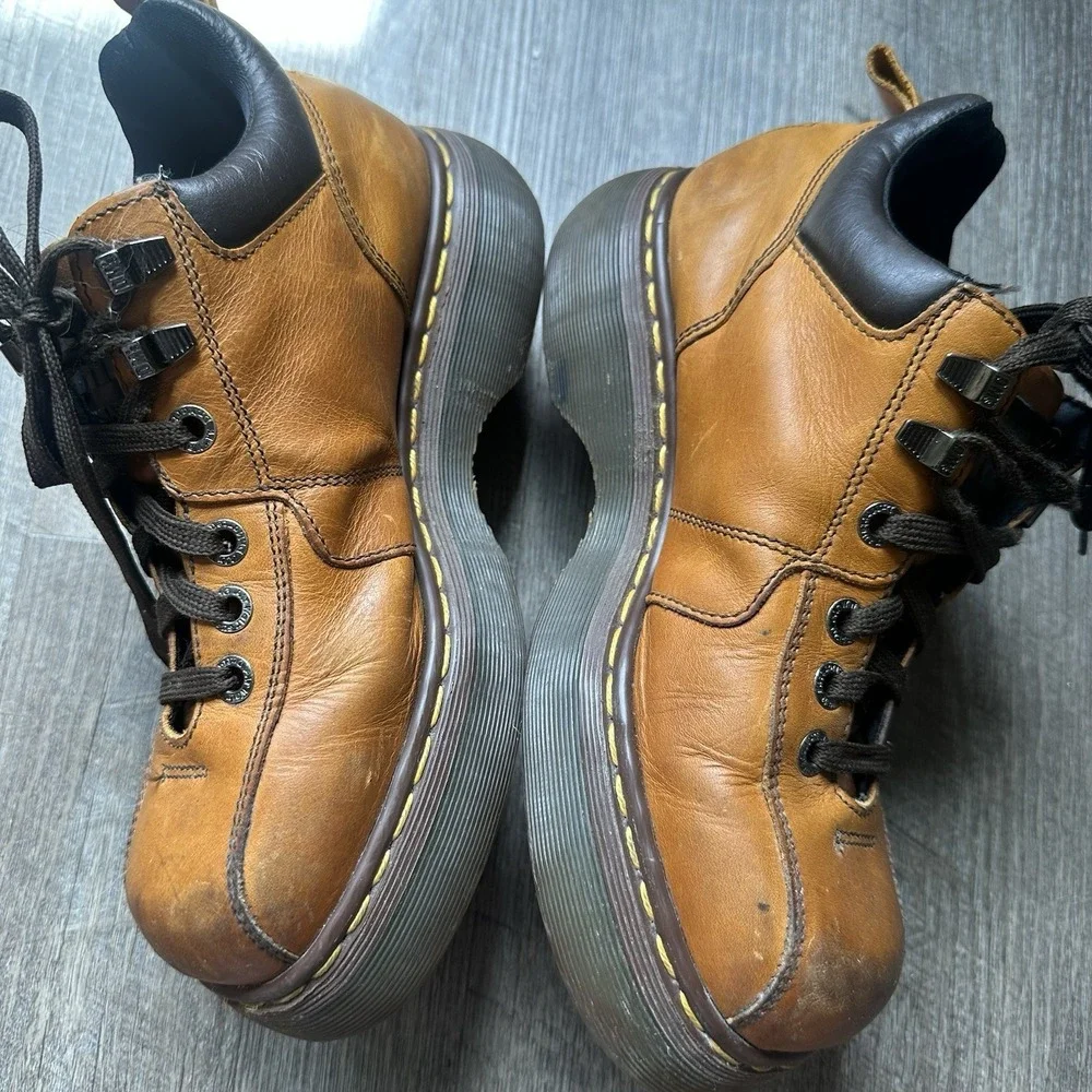 Vintage Dr Martens 8544 Leather Boots Orange US Size 7 90s Made‎ in England Y2K